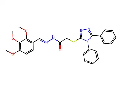 2-[(4,5-diphenyl-1,2,4-triazol-3-yl)sulfanyl]-N-[(E)-(2,3,4-trimethoxyphenyl)methylideneamino]acetamide structure
