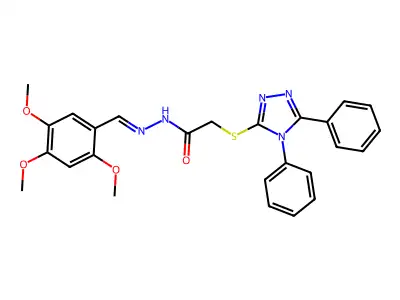 2-[(4,5-diphenyl-4H-1,2,4-triazol-3-yl)sulfanyl]-N'-[(E)-(2,4,5-trimethoxyphenyl)methylidene]acetohydrazide structure