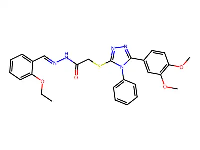 (Z)-2-((5-(3,4-dimethoxyphenyl)-4-phenyl-4H-1,2,4-triazol-3-yl)thio)-N'-(2-ethoxybenzylidene)acetohydrazide structure