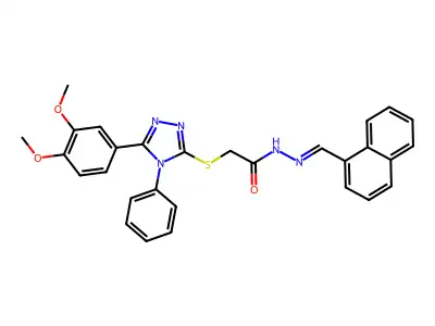 (Z)-2-((5-(3,4-dimethoxyphenyl)-4-phenyl-4H-1,2,4-triazol-3-yl)thio)-N'-(naphthalen-1-ylmethylene)acetohydrazide structure
