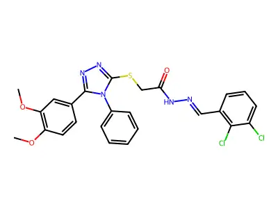 (Z)-N'-(2,3-dichlorobenzylidene)-2-((5-(3,4-dimethoxyphenyl)-4-phenyl-4H-1,2,4-triazol-3-yl)thio)acetohydrazide structure