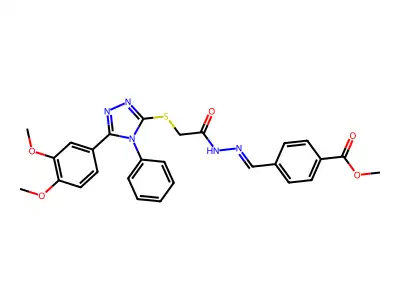(Z)-methyl 4-((2-(2-((5-(3,4-dimethoxyphenyl)-4-phenyl-4H-1,2,4-triazol-3-yl)thio)acetyl)hydrazono)methyl)benzoate structure