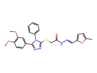 (Z)-2-((5-(3,4-dimethoxyphenyl)-4-phenyl-4H-1,2,4-triazol-3-yl)thio)-N'-((5-methylfuran-2-yl)methylene)acetohydrazide structure