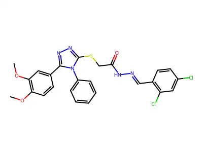 (Z)-N'-(2,4-dichlorobenzylidene)-2-((5-(3,4-dimethoxyphenyl)-4-phenyl-4H-1,2,4-triazol-3-yl)thio)acetohydrazide structure