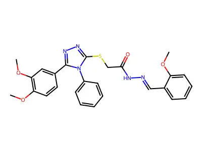(Z)-2-((5-(3,4-dimethoxyphenyl)-4-phenyl-4H-1,2,4-triazol-3-yl)thio)-N'-(2-methoxybenzylidene)acetohydrazide structure