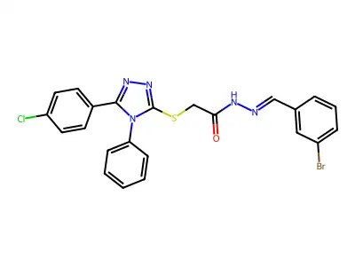 (Z)-N'-(3-bromobenzylidene)-2-((5-(4-chlorophenyl)-4-phenyl-4H-1,2,4-triazol-3-yl)thio)acetohydrazide structure
