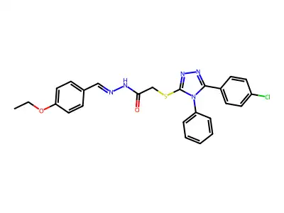 2-{[5-(4-chlorophenyl)-4-phenyl-4H-1,2,4-triazol-3-yl]sulfanyl}-N'-[(E)-(4-ethoxyphenyl)methylidene]acetohydrazide structure