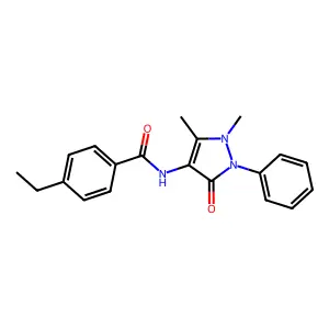 N-(1,5-dimethyl-3-oxo-2-phenylpyrazol-4-yl)-4-ethylbenzamide structure