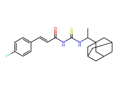 (E)-N-[1-(1-adamantyl)ethylcarbamothioyl]-3-(4-fluorophenyl)prop-2-enamide structure