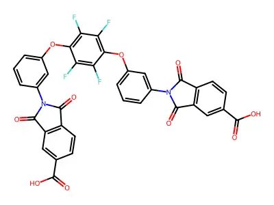 2,2'-(((perfluoro-1,4-phenylene)bis(oxy))bis(3,1-phenylene))bis(1,3-dioxoisoindoline-5-carboxylic acid) structure