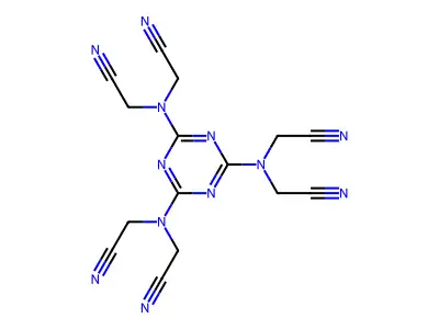 2-[[4,6-bis[bis(cyanomethyl)amino]-1,3,5-triazin-2-yl]-(cyanomethyl)amino]acetonitrile structure