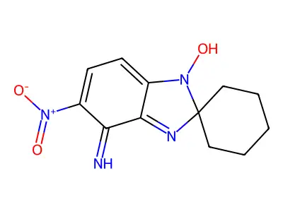 1-Hydroxy-5-nitrospiro[benzimidazole-2,1'-cyclohexane]-4-imine structure
