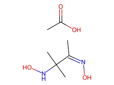 (2Z)-3-(hydroxyamino)-3-methylbutan-2-one oxime acetate structure