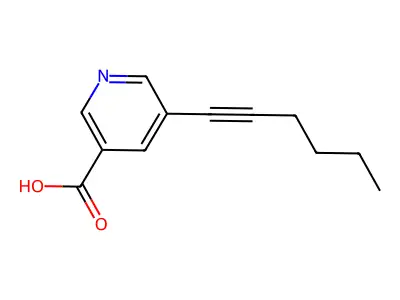 5-Hex-1-ynylnicotinic acid structure