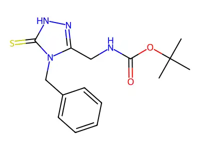tert-Butyl N-[(4-benzyl-5-mercapto-4H-1,2,4-triazol-3-yl)methyl]carbamate structure