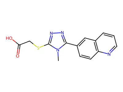 Acetic acid, 2-((4-methyl-5-(6-quinolinyl)-4H-1,2,4-triazol-3-yl)thio)- structure