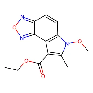 Ethyl 6-methoxy-7-methyl-6H-[1,2,5]oxadiazolo[3,4-E]indole-8-carboxylate structure