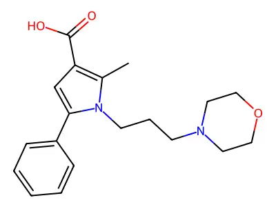 2-Methyl-1-(3-(morpholin-4-yl)prop-1-yl)-5-phenyl-1H-pyrrole-3-carboxylic acid structure