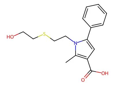 1-[2-[(2-Hydroxyethyl)thio]ethyl]-2-methyl-5-phenyl-1H-pyrrole-3-carboxylic acid structure