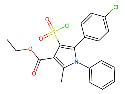 Ethyl 5-(4-chlorophenyl)-4-chlorosulfonyl-2-methyl-1-phenylpyrrole-3-carboxylate structure