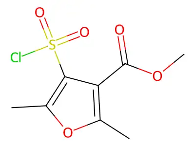 Ethyl 4-(chlorosulphonyl)-2,5-dimethyl-3-furoate structure