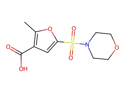 2-Methyl-5-((morpholin-4-yl)sulphonyl)-3-furoic acid structure
