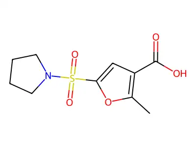 2-Methyl-5-(pyrrolidin-1-ylsulfonyl)furan-3-carboxylic acid structure