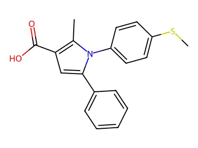 2-Methyl-1-[4-(methylthio)phenyl]-5-phenyl-1h-pyrrole-3-carboxylic acid structure