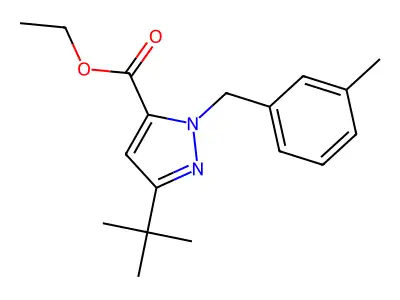Ethyl 5-tert-butyl-2-[(3-methylphenyl)methyl]pyrazole-3-carboxylate structure