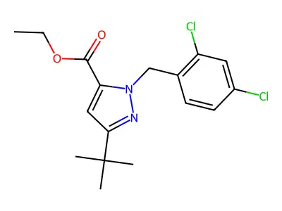 Ethyl 3-(tert-butyl)-1-(2,4-dichlorobenzyl)-1H-pyrazole-5-carboxylate structure