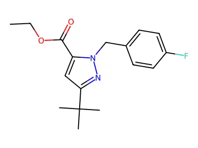 Ethyl 3-(tert-butyl)-1-(4-fluorobenzyl)-1H-pyrazole-5-carboxylate structure