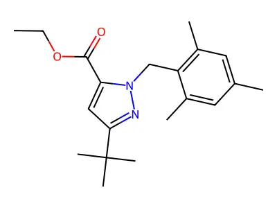 Ethyl 3-tert-butyl-1-(2,4,6-trimethylbenzyl)-1H-pyrazole-5-carboxylate structure