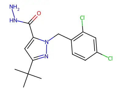 3-(tert-butyl)-1-(2,4-dichlorobenzyl)-1H-pyrazole-5-carbohydrazide structure