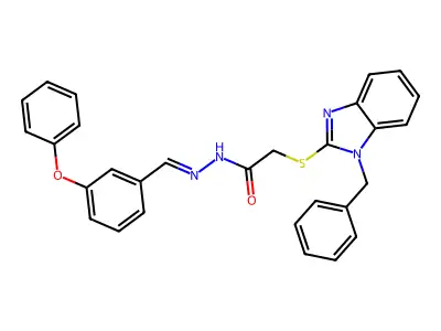 2-[(1-benzyl-1H-benzimidazol-2-yl)sulfanyl]-N'-[(E)-(3-phenoxyphenyl)methylidene]acetohydrazide structure