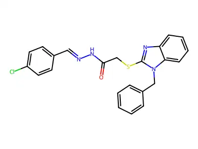 2-[(1-benzyl-1H-benzimidazol-2-yl)sulfanyl]-N'-[(E)-(4-chlorophenyl)methylidene]acetohydrazide structure