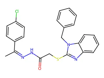 2-[(1-benzyl-1H-benzimidazol-2-yl)sulfanyl]-N'-[(1E)-1-(4-chlorophenyl)ethylidene]acetohydrazide structure