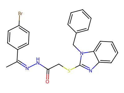 2-(1-benzylbenzimidazol-2-yl)sulfanyl-N-[(E)-1-(4-bromophenyl)ethylideneamino]acetamide structure