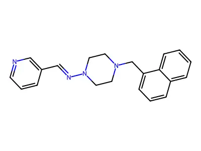 4-(1-naphthylmethyl)-N-(3-pyridinylmethylene)-1-piperazinamine structure