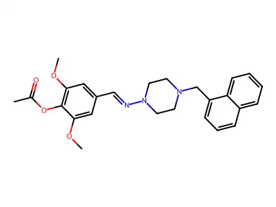 [2,6-dimethoxy-4-[(E)-[4-(naphthalen-1-ylmethyl)piperazin-1-yl]iminomethyl]phenyl] acetate structure
