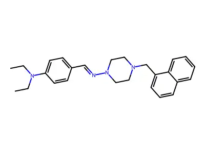 N,N-diethyl-4-[(E)-[4-(naphthalen-1-ylmethyl)piperazin-1-yl]iminomethyl]aniline structure