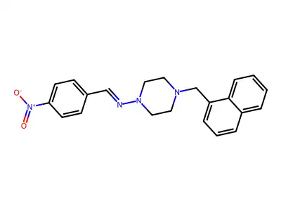 4-(naphthalen-1-ylmethyl)-N-[(E)-(4-nitrophenyl)methylidene]piperazin-1-amine structure