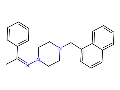 4-(1-naphthylmethyl)-N-(1-phenylethylidene)-1-piperazinamine structure