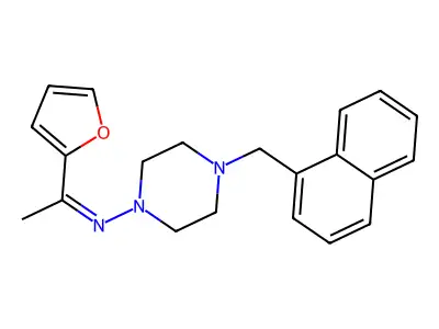 N-[(1Z)-1-(furan-2-yl)ethylidene]-4-(naphthalen-1-ylmethyl)piperazin-1-amine structure