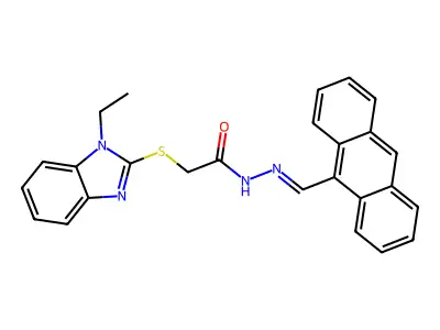 (Z)-N'-(anthracen-9-ylmethylene)-2-((1-ethyl-1H-benzo[d]imidazol-2-yl)thio)acetohydrazide structure