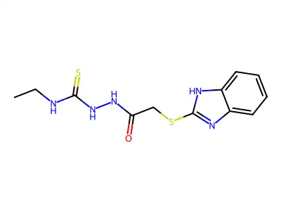 1-[[2-(1H-benzimidazol-2-ylthio)-1-oxoethyl]amino]-3-ethylthiourea structure