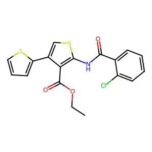 Ethyl 2-[(2-chlorobenzoyl)amino]-4-thiophen-2-ylthiophene-3-carboxylate structure
