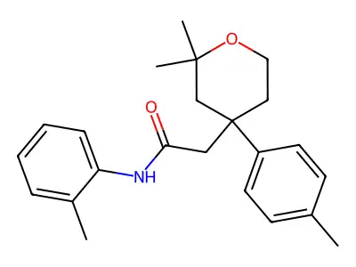 2-[2,2-dimethyl-4-(4-methylphenyl)oxan-4-yl]-N-(2-methylphenyl)acetamide structure