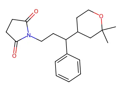 1-[3-(2,2-Dimethyloxan-4-yl)-3-phenylpropyl]pyrrolidine-2,5-dione structure