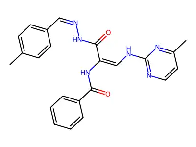 N-[3-[2-[(4-methylphenyl)methylidene]hydrazinyl]-1-[(4-methylpyrimidin-2-yl)amino]-3-oxoprop-1-en-2-yl]benzamide structure