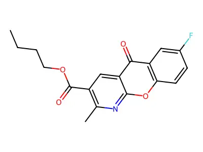 butyl 7-fluoro-2-methyl-5-oxo-5H-chromeno[2,3-b]pyridine-3-carboxylate structure